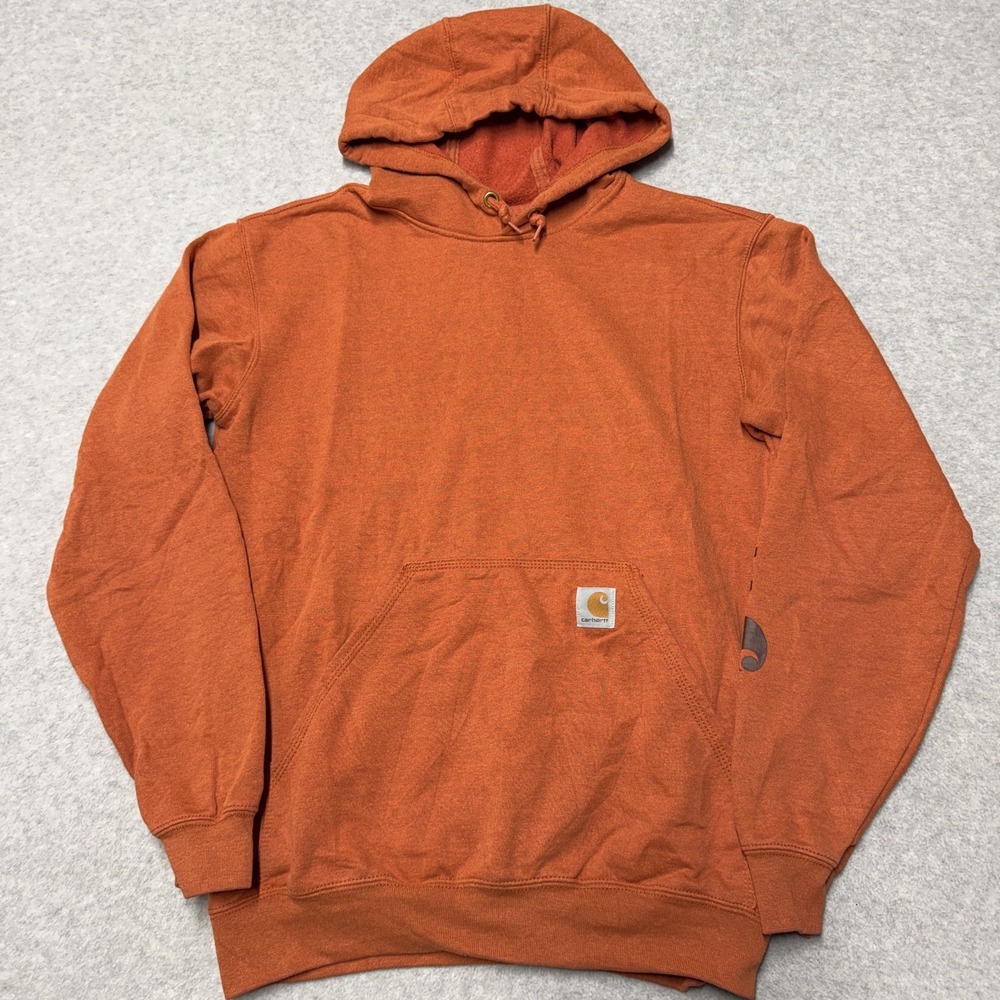 Carhartt Mens Small Orange Original Fit Fleece Pullover Hoodie K288-003